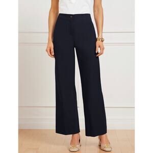 Talbots Navy Wide Leg Ankle Pants Poplin High Waist Trouser Classic Size 6